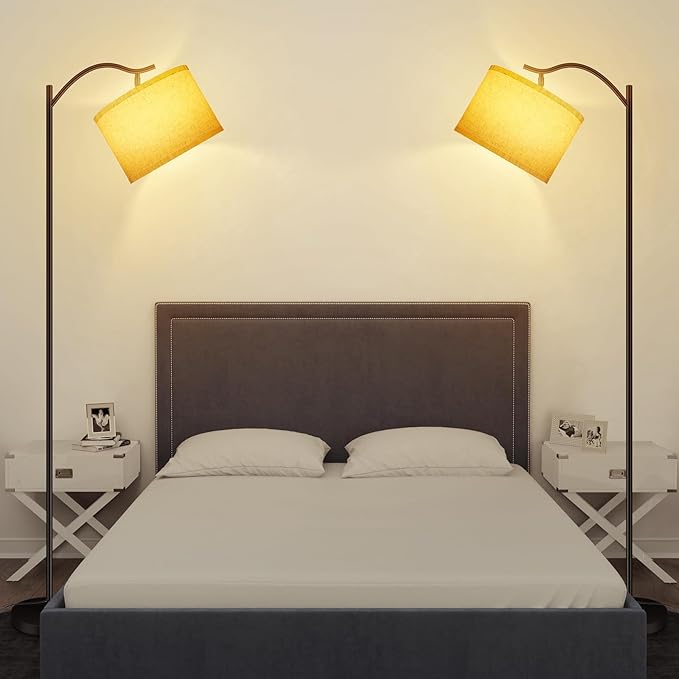 BoostArea Floor Lamp for Living Room,Arc Floor Lamp with Remote Control,Stepless Dimmable Brightness & Colors Temperature 2700k-6500k,Modern Standing Lamp for Bedroom Study Room Office,Beige - LeafyLoom