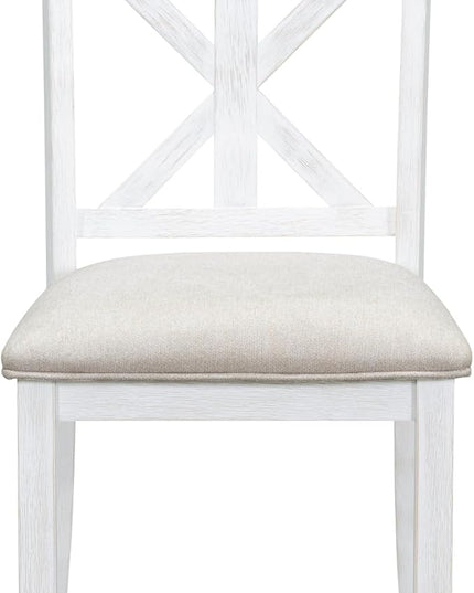 Merax 5-Piece Retro Functional Dining Set Extendable Round Table and 4 Upholstered Chairs, White - LeafyLoom