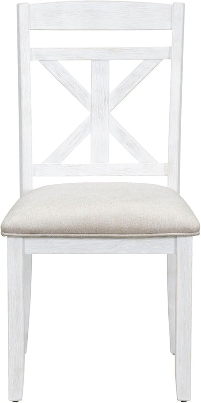 Merax 5-Piece Retro Functional Dining Set Extendable Round Table and 4 Upholstered Chairs, White - LeafyLoom