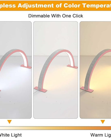 Half Moon Nail Desk Lamp, 48W Manicure LED Light for Nails, 3360 Lumen Stepless Dimming with Wire Controller, 3 Light Modes Nail Light for Desk, Arch Light for Nail Techs - LeafyLoom