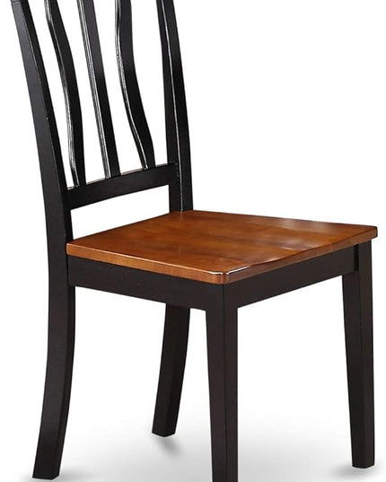 East West Furniture SUAN3-BCH-W 3 Piece Dining Room Table Set Contains a Round Dining Table with Dropleaf & Shelves and 2 Wood Seat Chairs, 42x42 Inch, Black & Cherry - LeafyLoom