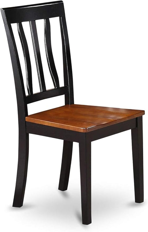 East West Furniture SUAN3-BCH-W 3 Piece Dining Room Table Set Contains a Round Dining Table with Dropleaf & Shelves and 2 Wood Seat Chairs, 42x42 Inch, Black & Cherry - LeafyLoom