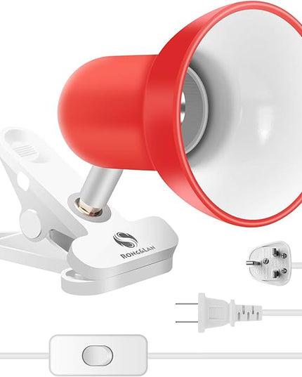 Sun-Rising Cilp on Light,360° rotation Clip on Lamp Portable Book Reading Light,Clamp on Desk/Table/Bunk Bed/Cupboard Home Lighting, (Clamp Light seven colors for your choice) Red - LeafyLoom