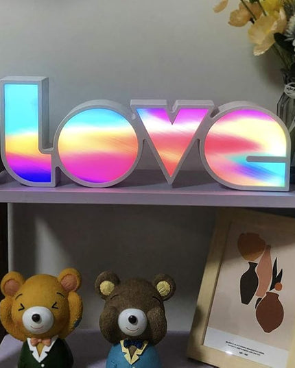 GUOCHENG LED Love Sign Lights - Love Marquee Signs Lamp Battery&USB Power Love Letters Decoration for Home Children Kids Bedroom Nursery,Valentine's Day Gifts(Colorful) - LeafyLoom