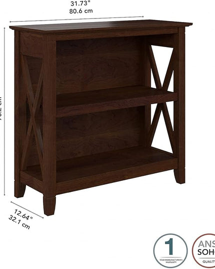 Bush Furniture Key West Small 2 Shelf Bookcase in Bing Cherry - LeafyLoom