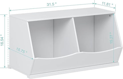 UTEX Toy Storage Organizer,Stackable Kids Toy Storage Cubby with 2 Bins,Toy Boxes and Storage for Playroom,Bedroom,Nursery School,White - LeafyLoom