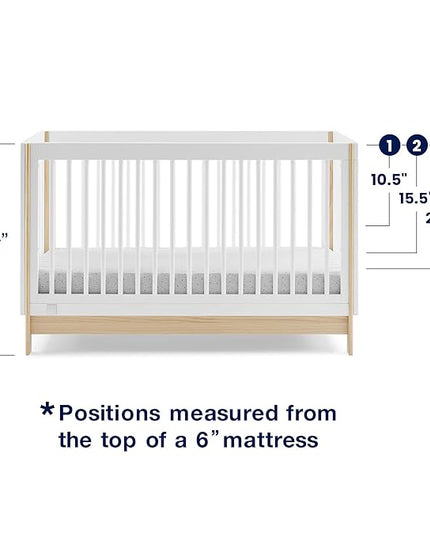 Delta Children babyGap Tate 4-in-1 Convertible Crib TrueSleep Crib and Toddler Mattress (Bundle), Bianca White/Natural - LeafyLoom