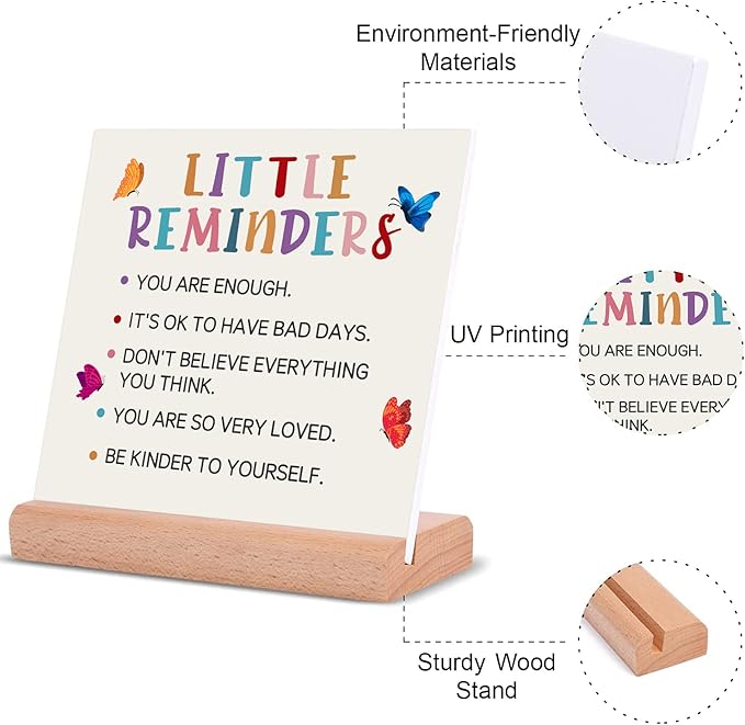 TIKTREE TIKTREE Inspirational Gifts For Women, Cheer Up Gifts for Women, Gifts for College Girls, Positive Home Office Sign With Wooden Stand for Home Office Desk Decorative Signs Plaques - LeafyLoom