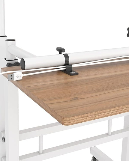 sogesfurniture Mobile Standing Desk Laptop Workstation on Wheels, Adjustable Computer Desk for Standing or Sitting, Oak 101-OK - LeafyLoom