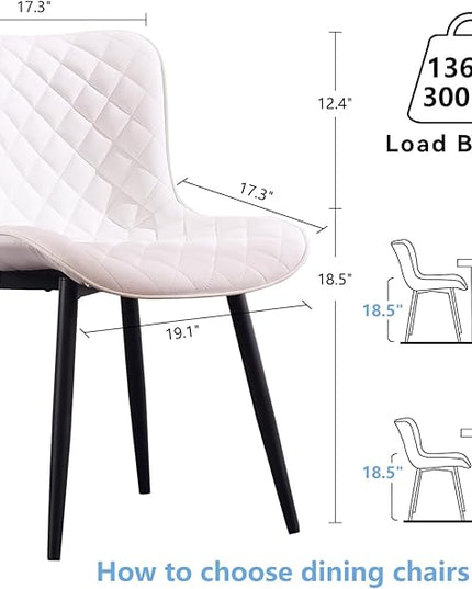 Kidol & Shellder Dining Chairs Set of 2 Modern Upholstered Dining Chair Leather Armless Kitchen and Dining Room Chairs White, Loads up to 300lbs - LeafyLoom
