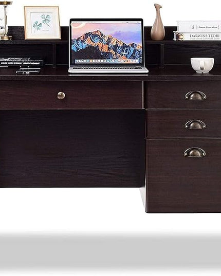 Computer Desk, Brown - LeafyLoom