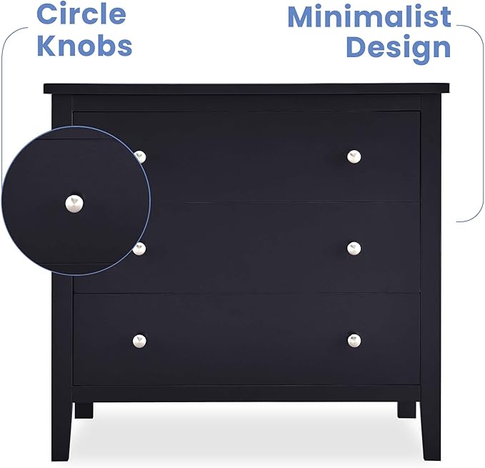 Delta Children Campbell 3 Drawer Dresser, Midnight Grey - LeafyLoom