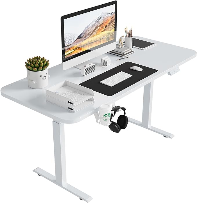 Large 63Inch Electric Standing Desk Height Adjustable, Sit Stand up Desk Home Office Computer Ergonomic Desk Memory Preset with Pencil Tray… - LeafyLoom