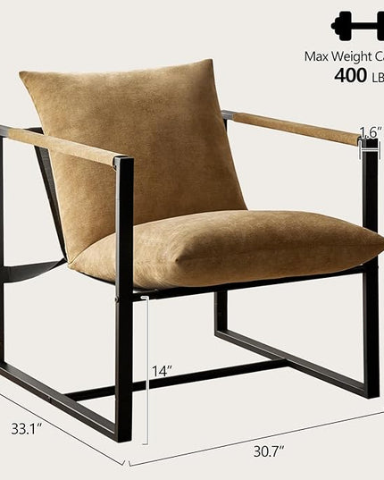Wimarsbon Modern Accent Chair, Mid Century Sitting Chair with Sponge Cushion, Comfy and Sturdy Lounge Chair with Metal Leg for Bedroom, Living Room, Office,Easy Assembly (Chenille - Yellowgreen) - LeafyLoom