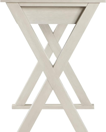 OSP Home Furnishings Marna Modern Writing Home Office Desk with Drawer, Weathered White Finish - LeafyLoom