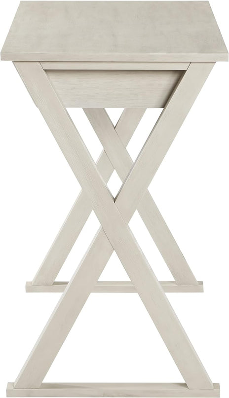 OSP Home Furnishings Marna Modern Writing Home Office Desk with Drawer, Weathered White Finish - LeafyLoom