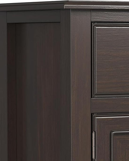 SIMPLIHOME Connaught Low Storage Cabinet, 51 inch, Chestnut Brown - LeafyLoom