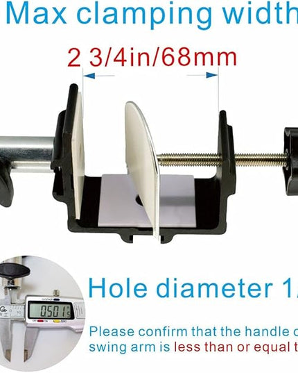 Heavy Duty Replacement Clamp for 1/2” Base Magnifying Lamp，Desk Lamp，Magnify Lamp，Swing Arm Lamp，Mic Microphone Suspension Boom Scissor Mount(Black) - LeafyLoom