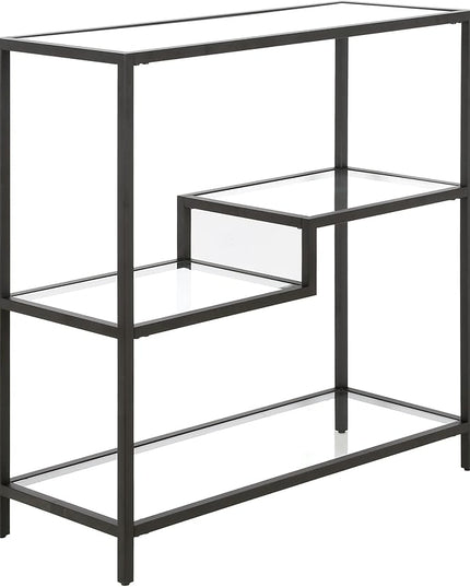 Henn&Hart 36" Tall Rectangular Bookcase in Blackened Bronze, for Home Office, Living Room - LeafyLoom
