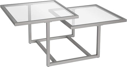 Henn&Hart 43" Wide Square Coffee Table in Nickel, Modern coffee tables for living room, studio apartment essentials - LeafyLoom