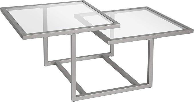 Henn&Hart 43" Wide Square Coffee Table in Nickel, Modern coffee tables for living room, studio apartment essentials - LeafyLoom