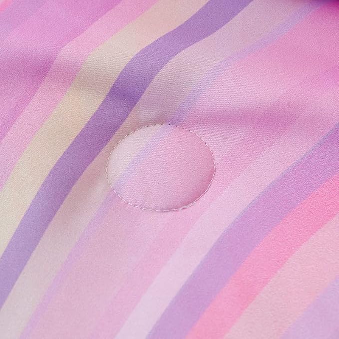 7PCS Girls Comforter Sets Queen,Pink Comforter Queen,Girls Bed Sets Queen,Bed in a Bag with Flat Sheet and Fitted Sheet,Pillowcases,Cushions for Girls,Rainbow Bedding Sets - LeafyLoom