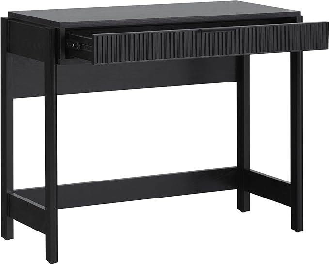 Walker Edison Office Writing and Computer Desk Spacious Desktop, Complementary in Living Spaces, 38 Inch, Reeded Black - LeafyLoom