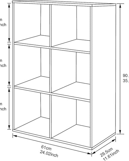PATHIRA US Wooden Storage Bookcase 6-Cube, Fits 11 Inch Storage Bin, Modular Bookshelf Square Cabinet Organizer, Display Cube Shelves Compartments, White - LeafyLoom