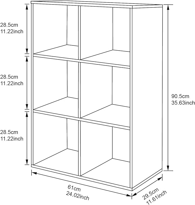 PATHIRA US Wooden Storage Bookcase 6-Cube, Fits 11 Inch Storage Bin, Modular Bookshelf Square Cabinet Organizer, Display Cube Shelves Compartments, White - LeafyLoom