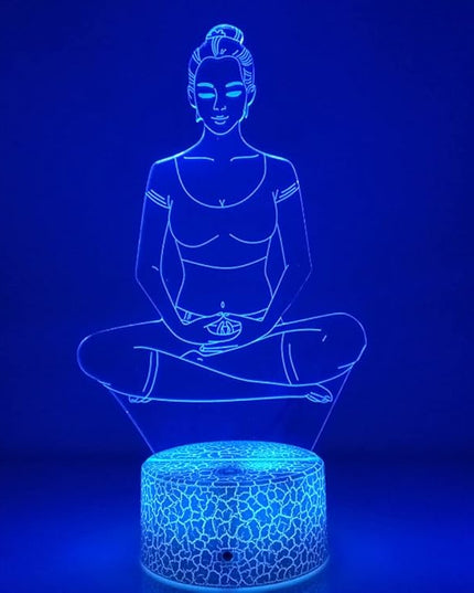 Creative 3D Yoga Meditation Night Light 16 Colors Changing USB Powered Remote Control Touch Switch Decor Lamp Optical Illusion Lamp LED Table Desk Lamp Children Kids Christmas Brithday Gift - LeafyLoom