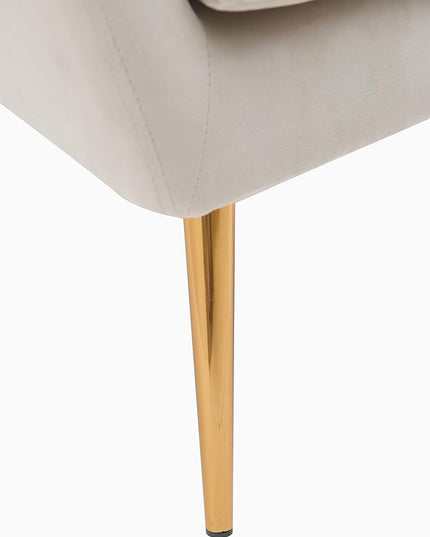 US Pride Furniture Modern Accent Chair with Ergonomic High Wingback, Microfiber Upholstered Armchair with Metal Legs for Living Room, Bedroom, Office or Vanity, Ivory - LeafyLoom