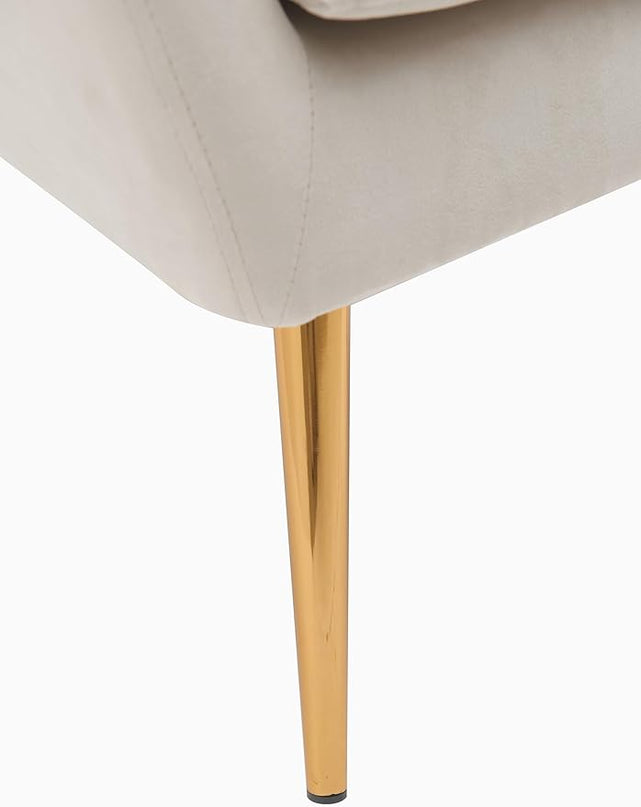 US Pride Furniture Modern Accent Chair with Ergonomic High Wingback, Microfiber Upholstered Armchair with Metal Legs for Living Room, Bedroom, Office or Vanity, Ivory - LeafyLoom
