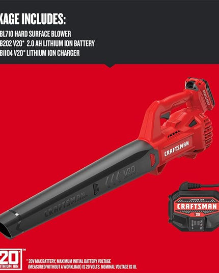 CRAFTSMAN 20V MAX Cordless Leaf Blower Kit with Battery & Charger Included (CMCBL710D1) Red - LeafyLoom