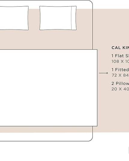 100% Cotton Percale Sheets California King Size, Sand Shell, Deep Pocket, 4 Pieces Sheet Set - 1 Flat, 1 Deep Pocket Fitted Sheet and 2 Pillowcases, Crisp Cool and Strong Bed Linen - LeafyLoom