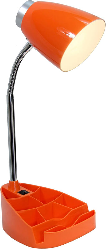Simple Designs LD1002-ORG Gooseneck Organizer Desk Lamp with iPad Tablet Stand Book Holder, Orange - LeafyLoom