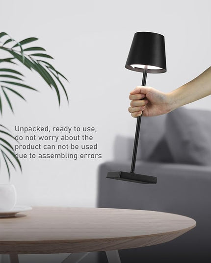 1 Pack Black Cordless Table Lamp, LED Rechargeable Desk Lamp, 5200mAh Battery Operated Table Light, Aluminum Shell, 3 Color Stepless Dimming Up Waterproof for Restaurant/Indoor/Outdoor (Black) - LeafyLoom