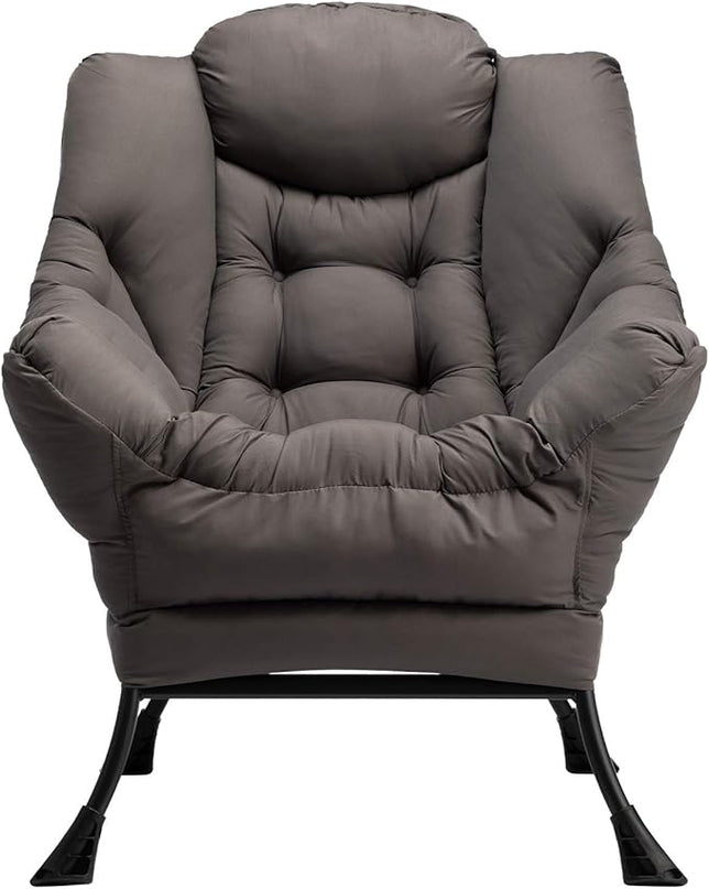 HollyHOME Modern Fabric Extra-Large Lazy Chair, Accent Oversized Comfy Reading Chair, Thick Padded Cozy Lounge Chair with Armrest, Leisure Sofa Chair for Living Room, Bedroom, Dorm, Dark Grey - LeafyLoom