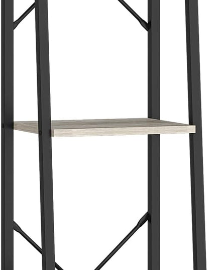 Ladder Shelf, Bookshelf Bookcase, Freestanding Corner Storage Shelve with 2 Hooks for Home Office, Living Room, Kitchen, Bedroom, Industrial, 5-Tier Greige BC03205B - LeafyLoom