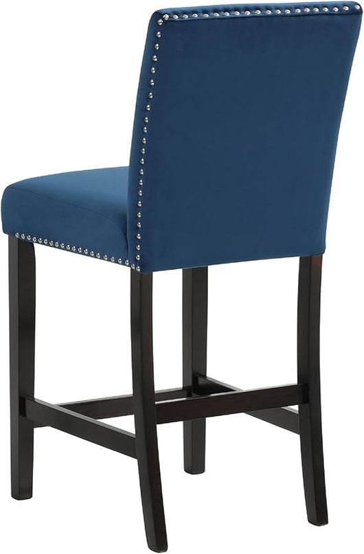NicBex Dining Table for 4 Kitchen Table and Chairs 5Pc Round Counter Height Dining Table Set with Faux Marble Upholstered for Dining Room and Restaurant, Wooden, Blue - LeafyLoom