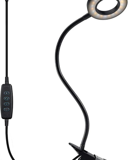 Clip Light Reading Lights 48 LED Clamp-on Desk Lamp with 3 Color Modes and 10 Brightness Dimmable, 360 ° Flexible Gooseneck Book Clamp Light for Video Conference Lighting Headboard - LeafyLoom