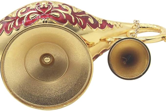 Classic Vintage Collectable Rare Legend Aladdin Magic Genie Costume Lamp Home Table Decoration & Gift, Golden Red - LeafyLoom
