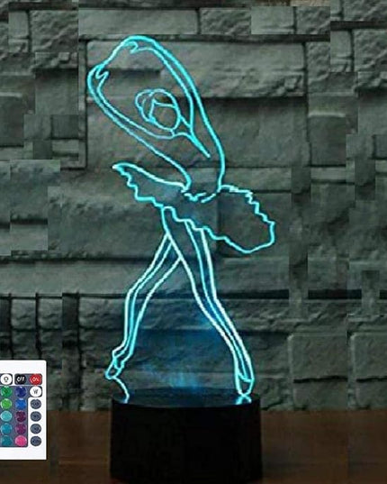 3D Ballet Girl Night Light 16 Color Change LED Powered Remote Control Touch Switch Table Desk Lamp Acrylic Flat ABS Base USB Charger Home Decoration Toy Birthday Xmas Kid Children Gift - LeafyLoom