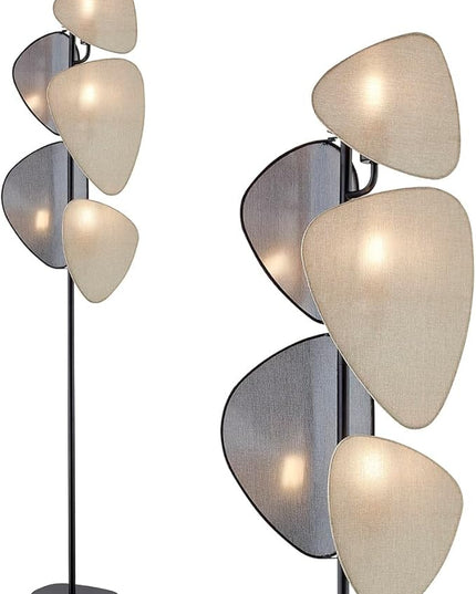 WOXXX Floor Lamp,Floor Lamps for Living Room,Modern Floor Lamp for Bedroom Office,Boho Corner Floor Lamp with 5 Weave Shades,Reading Tall Lamp Standing Lamp,Minimalist Unique Tree Floor Lamp(Black) - LeafyLoom
