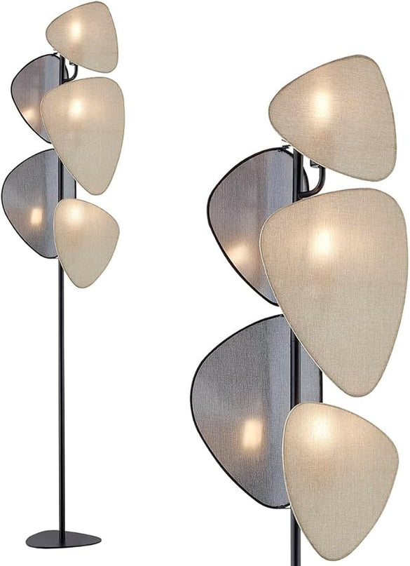 WOXXX Floor Lamp,Floor Lamps for Living Room,Modern Floor Lamp for Bedroom Office,Boho Corner Floor Lamp with 5 Weave Shades,Reading Tall Lamp Standing Lamp,Minimalist Unique Tree Floor Lamp(Black) - LeafyLoom