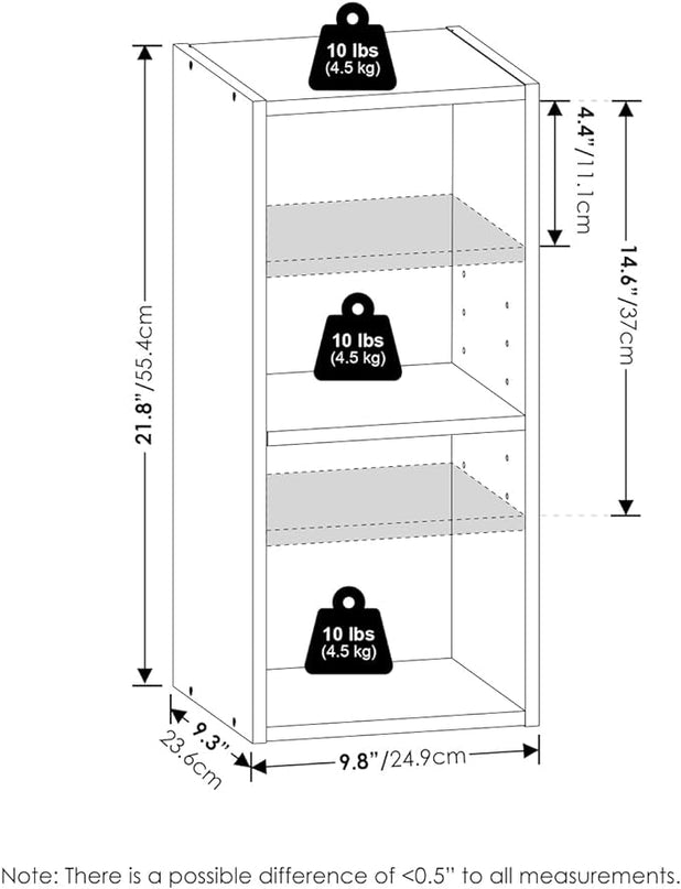 Furinno Fulda 2-Tier Space Saving Storage Shelf Bookcase, 10-Inch Width, Blackwood - LeafyLoom