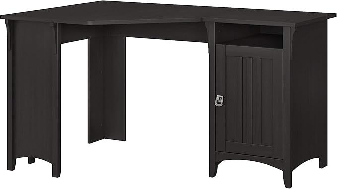 Bush Furniture Salinas 55, Corner Desk with Storage Cabinet, Vintage Black (SAD155VB-03) - LeafyLoom