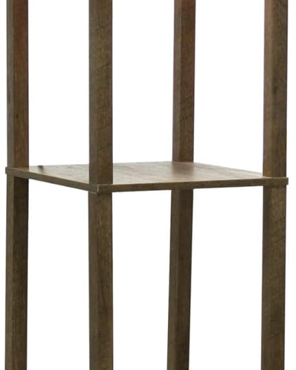 Simple Designs LF1038-WOD 62.5" Modern 3 Tier Standing Floor Lamp Etagere Organizer Storage Shelf with Linen Shade for Home Décor, Living Room, Bedroom, Office, Light Burnt Oak - LeafyLoom