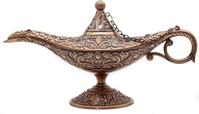 Classic Vintage Collectable Rare Legend Aladdin Magic Genie Costume Lamp Home Table Decoration & Gift, Red Bronze - LeafyLoom