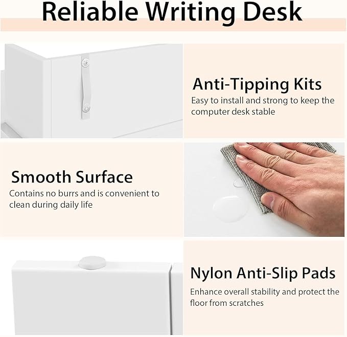 Computer Desk with Bookshelf, 48” Home Office Desk with 2 Open Shelves of 10 Cubbies, Monitor Shelf, Writing Desk Computer Workstation for Home, Office, Bedroom - LeafyLoom