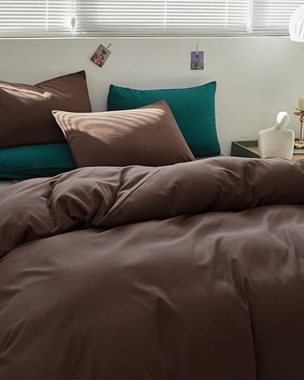 Brown Comforter Set Cal King Coffee Color Bedding Set 3 PCs Solid Chestnut Brown All Season Blanket Set Women Coffee Brown Color Lightweight Comforter Set Cal King Breathable Bed Comforter - LeafyLoom